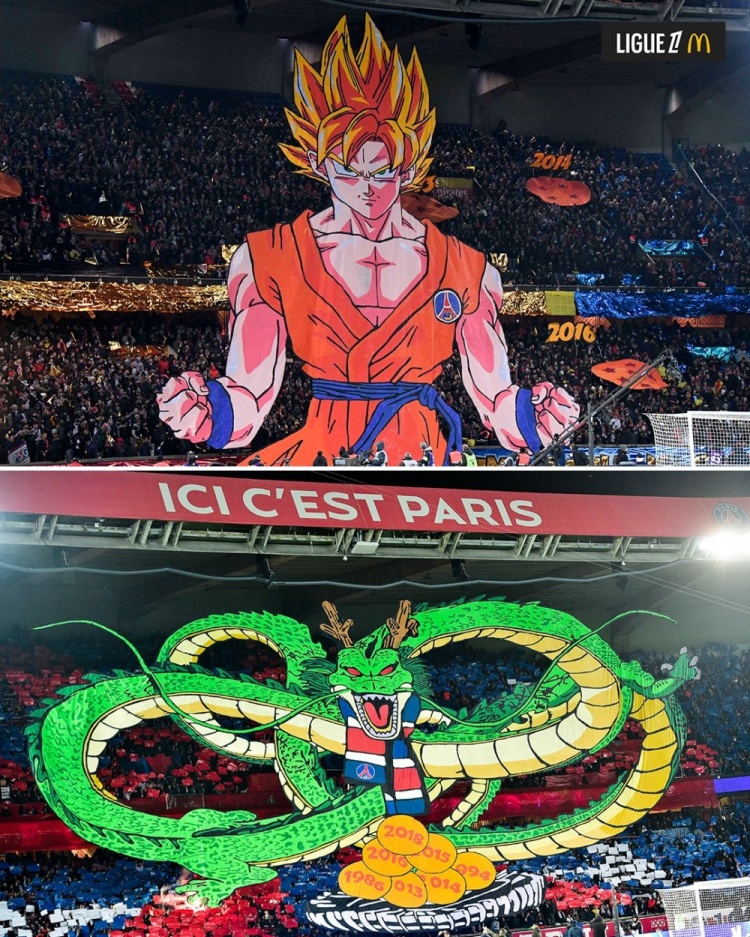 逝世一周年，法甲官推曬昔日巴黎主場龍珠TIFO：鳥山明經(jīng)典永存